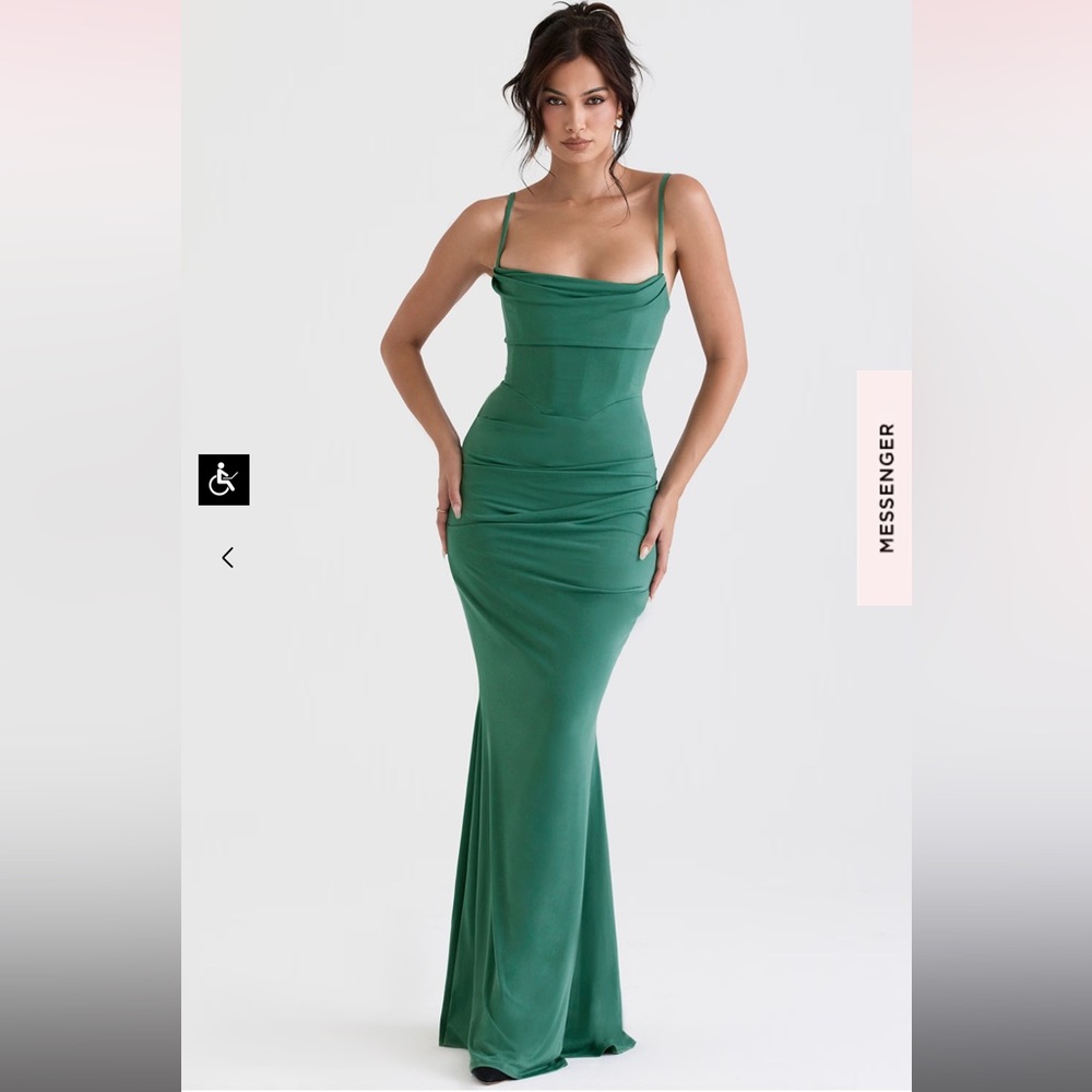 HOUSE OF CB- MILENA FOREST GREEN CORSET MAXI DRESS